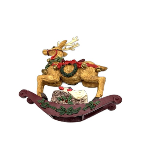 Vintage Hand Painted Christmas Musical Rocking Reindeer Plays Jungle Bells - Picture 11 of 13